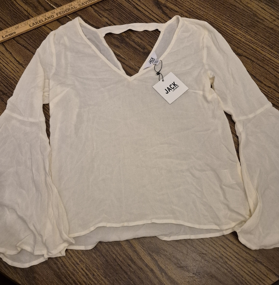 Jack by BB Dakota Cream Long Sleeve Cut Out Blouse